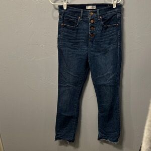 LOFT Flare Crop Jeans with Button Detail